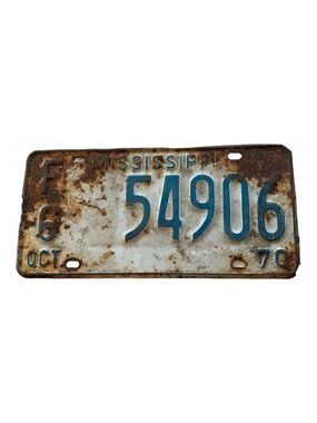 OLD ANTIQUE VINTAGE MISSISSIPPI LICENSE PLATE CAR TAG 1970 Farm MS